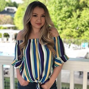 Striped off shoulder blouse